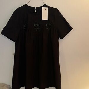 Zara Black High-Low Short Sleeve Dress